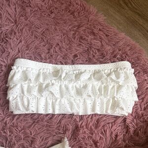 Edikted White Ruffled Bandeau Top